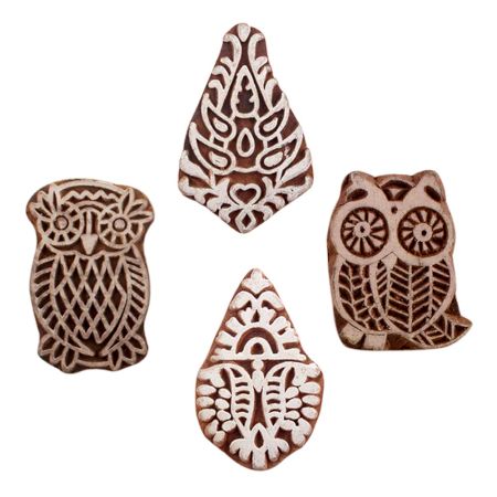 Set of 4 Piece New Mix Wooden Printing Blocks